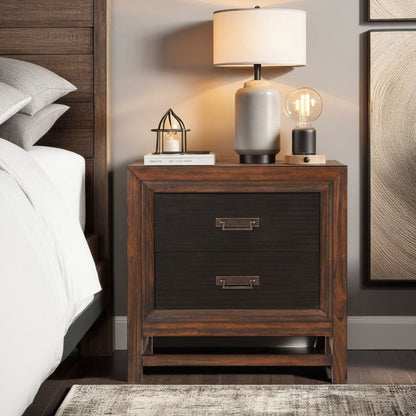 2 Drawer Nightstand, 2 Tone - Brown - The Sleep Loft - Online Mattress Showroom NYC