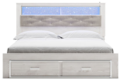 Altyra - King Upholstered Bookcase Bed With Storage - White - The Sleep Loft - Online Mattress Showroom NYC