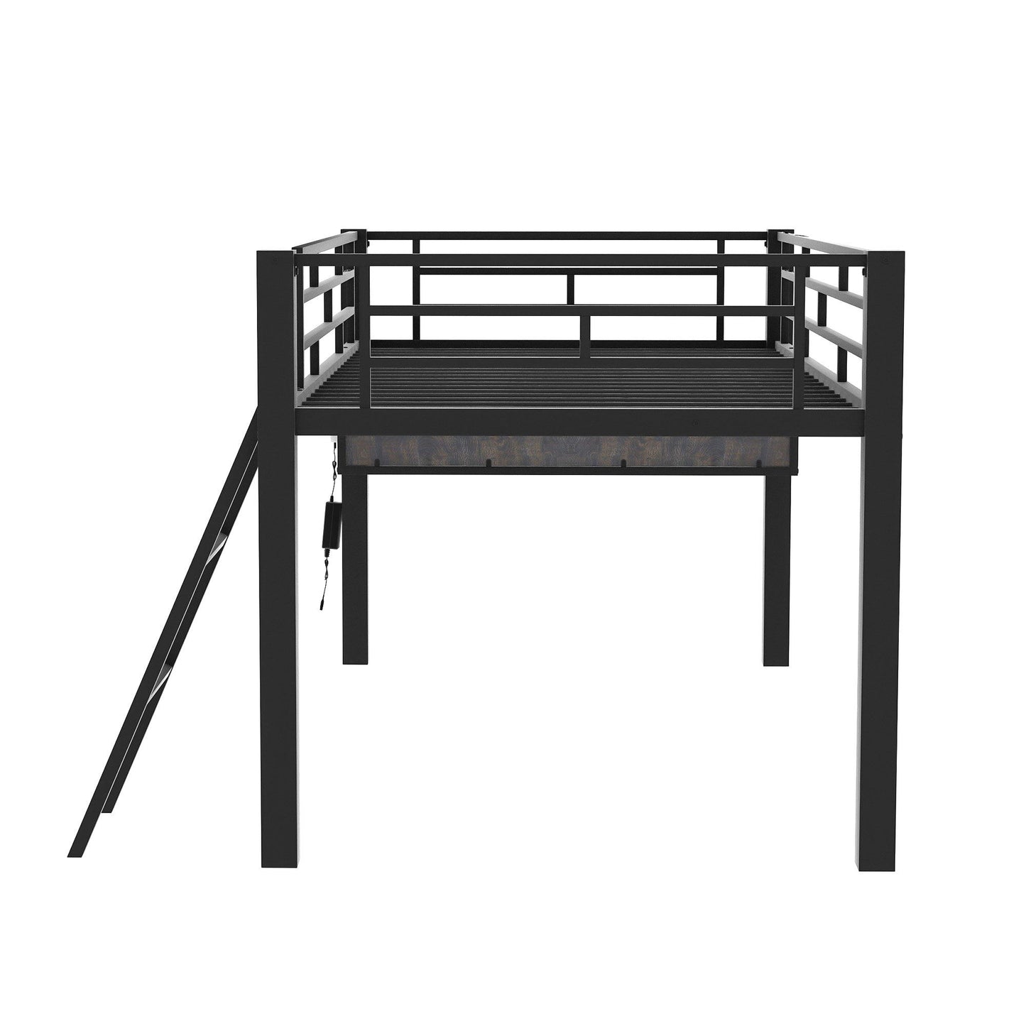 Modern Gaming Mid Loft Bed With Desk And LED Lights - The Sleep Loft - Online Mattress Showroom NYC