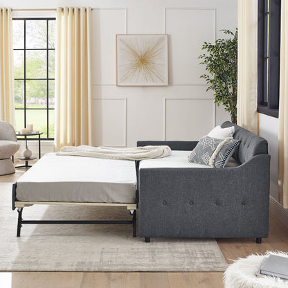 Size Upholstered Daybed With Trundle And USB Charging Armrest - The Sleep Loft - Online Mattress Showroom NYC