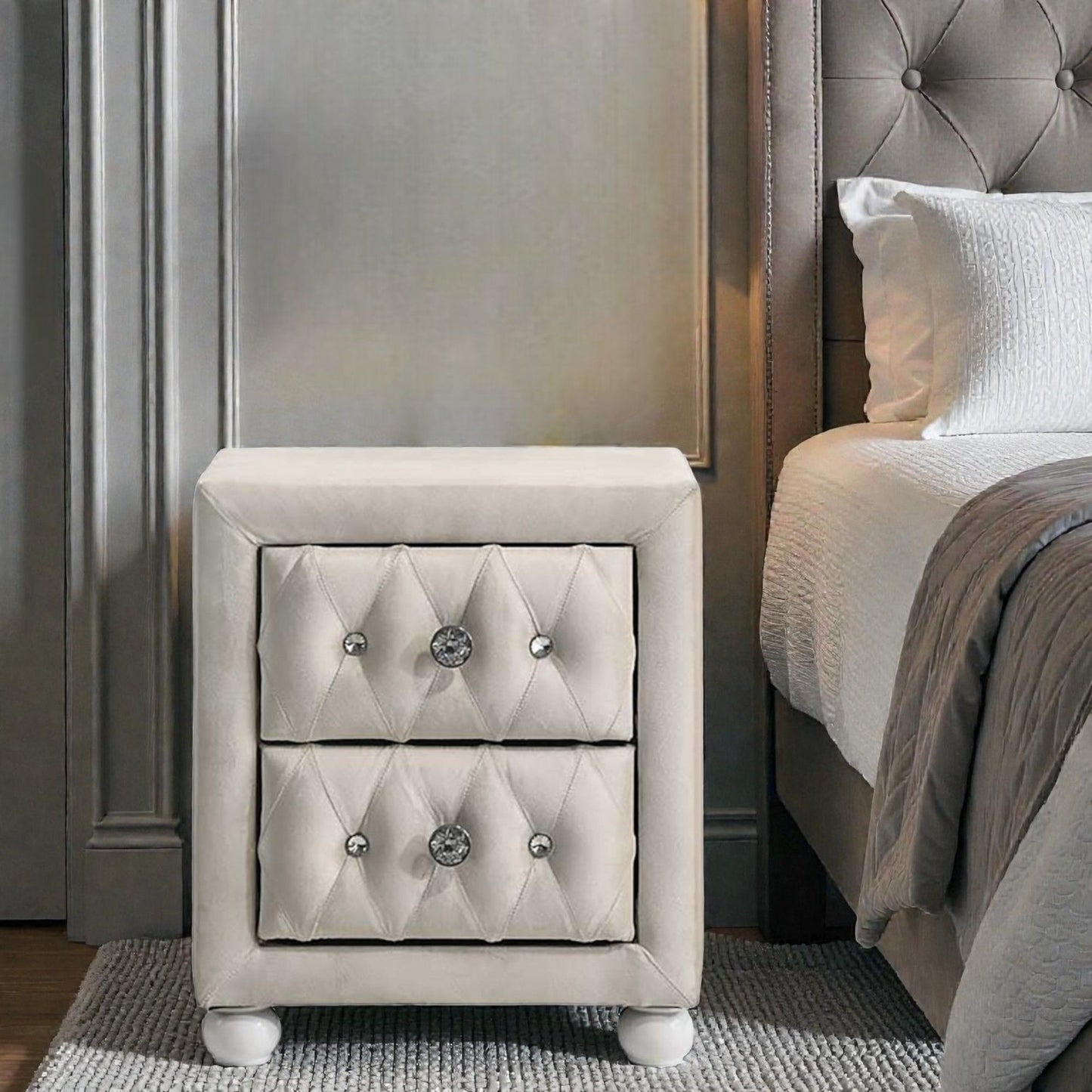 Reggie - Nightstand - Beige - The Sleep Loft - Online Mattress Showroom NYC