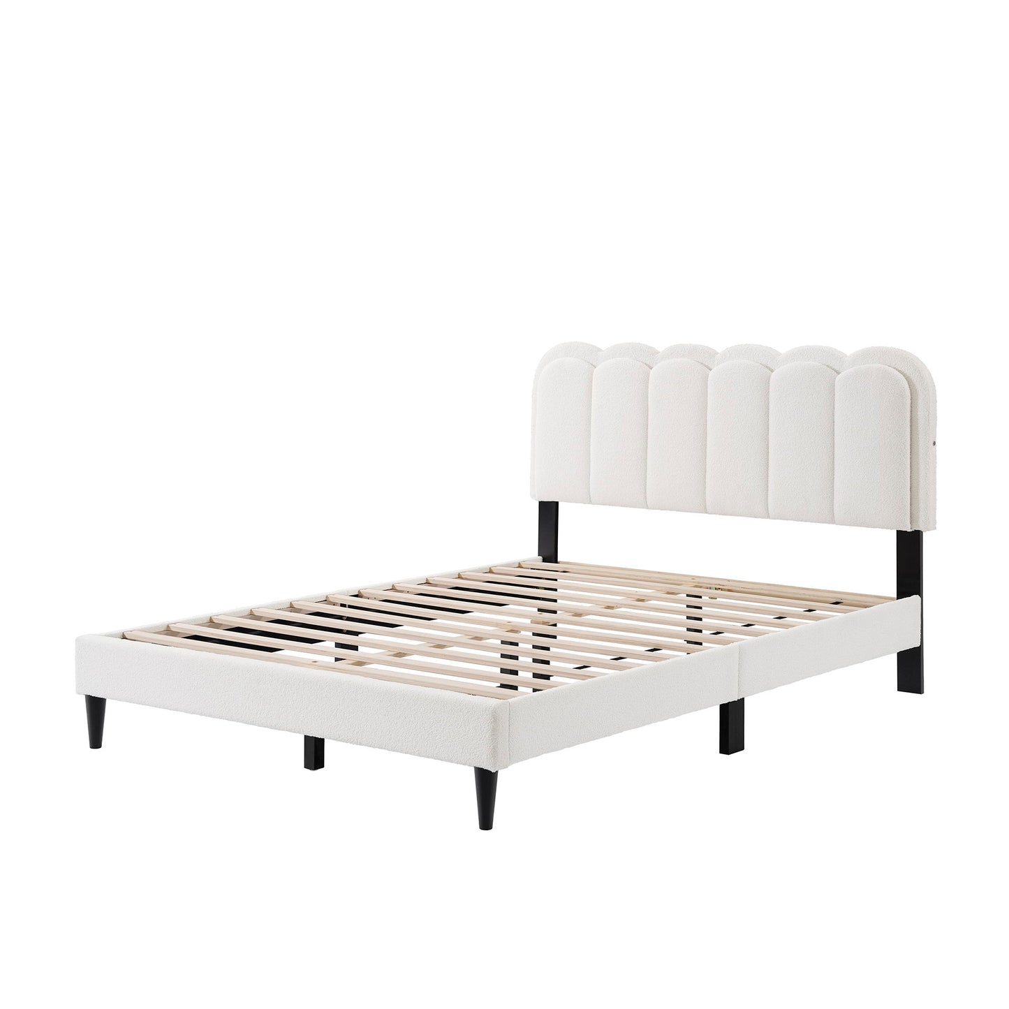 Lambswool Petal Headboard Bed Frame
