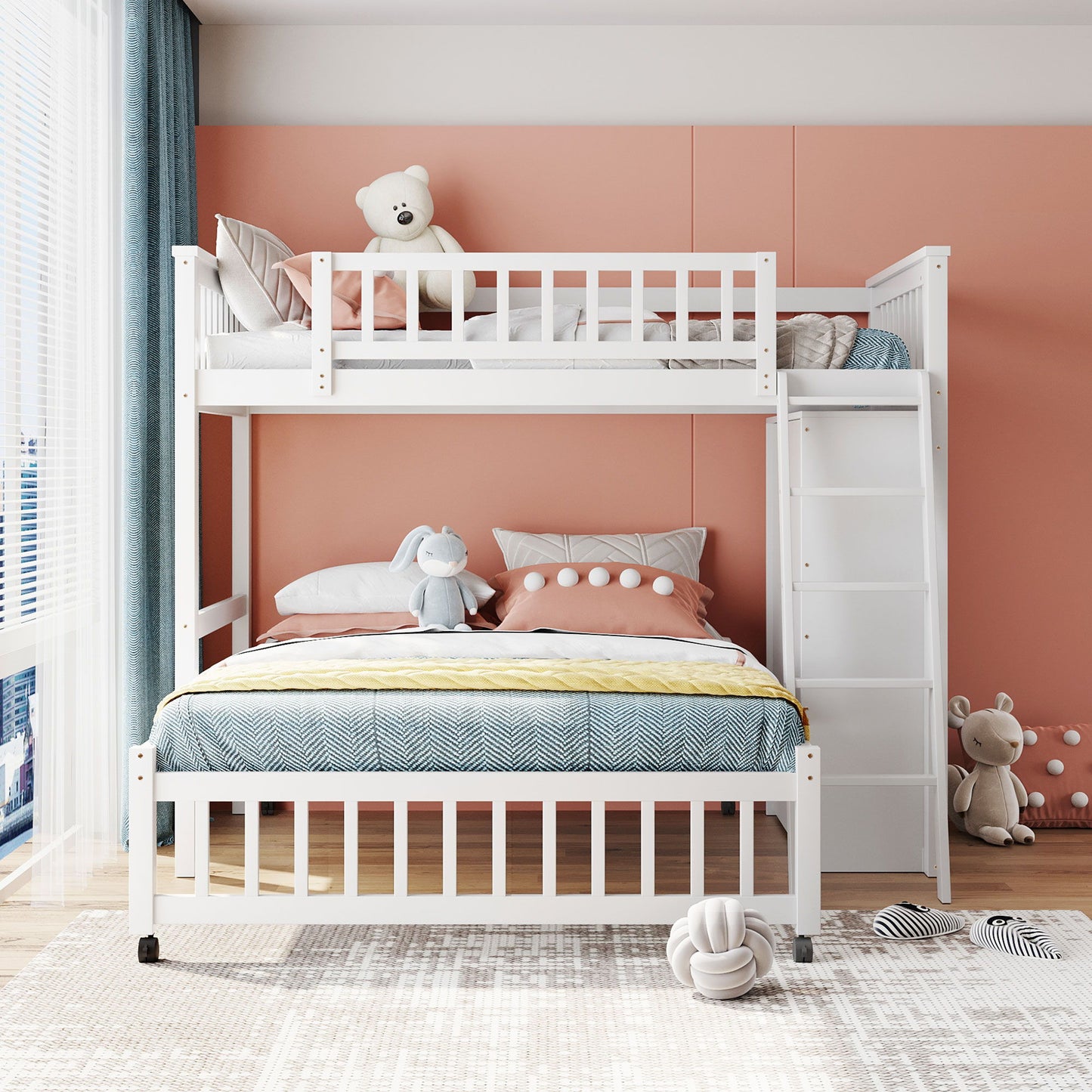 Bunk Bed With 6 Drawers And Flexible Shelves, Bottom Bed With Wheels - The Sleep Loft - Online Mattress Showroom NYC