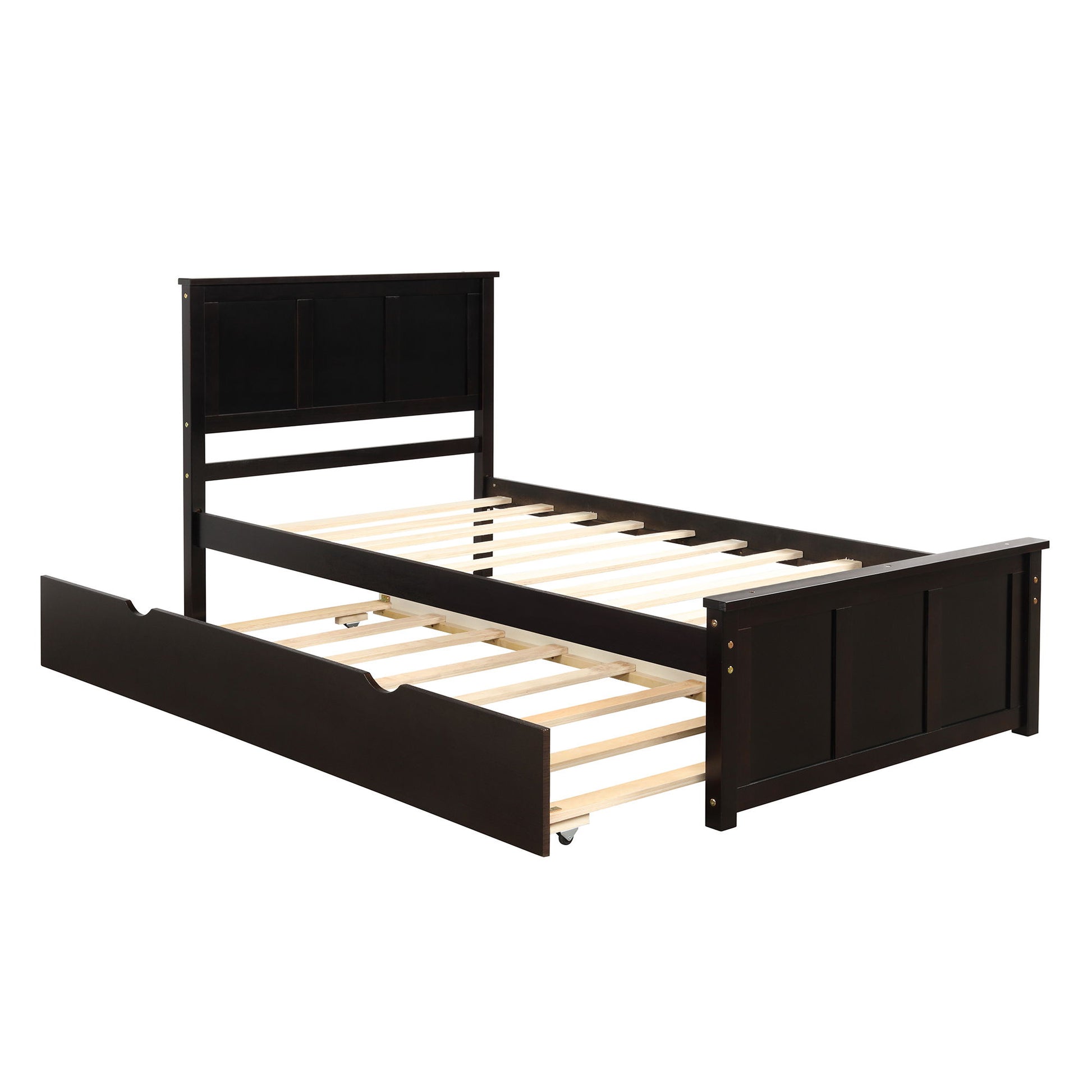 Platform Bed With Twin Trundle, Twin Size - Espresso - The Sleep Loft - Online Mattress Showroom NYC