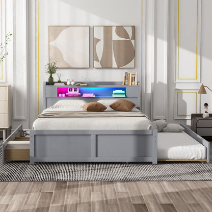 Storage Platform Bed With LED Lights, 2 Drawers And Trundle - The Sleep Loft - Online Mattress Showroom NYC
