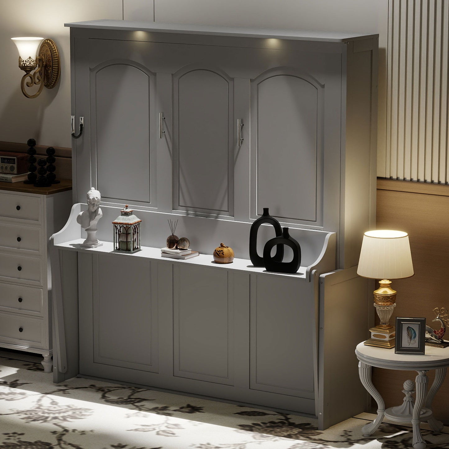 Murphy Bed With Desk, LED Lights & USB Charging Station - The Sleep Loft - Online Mattress Showroom NYC