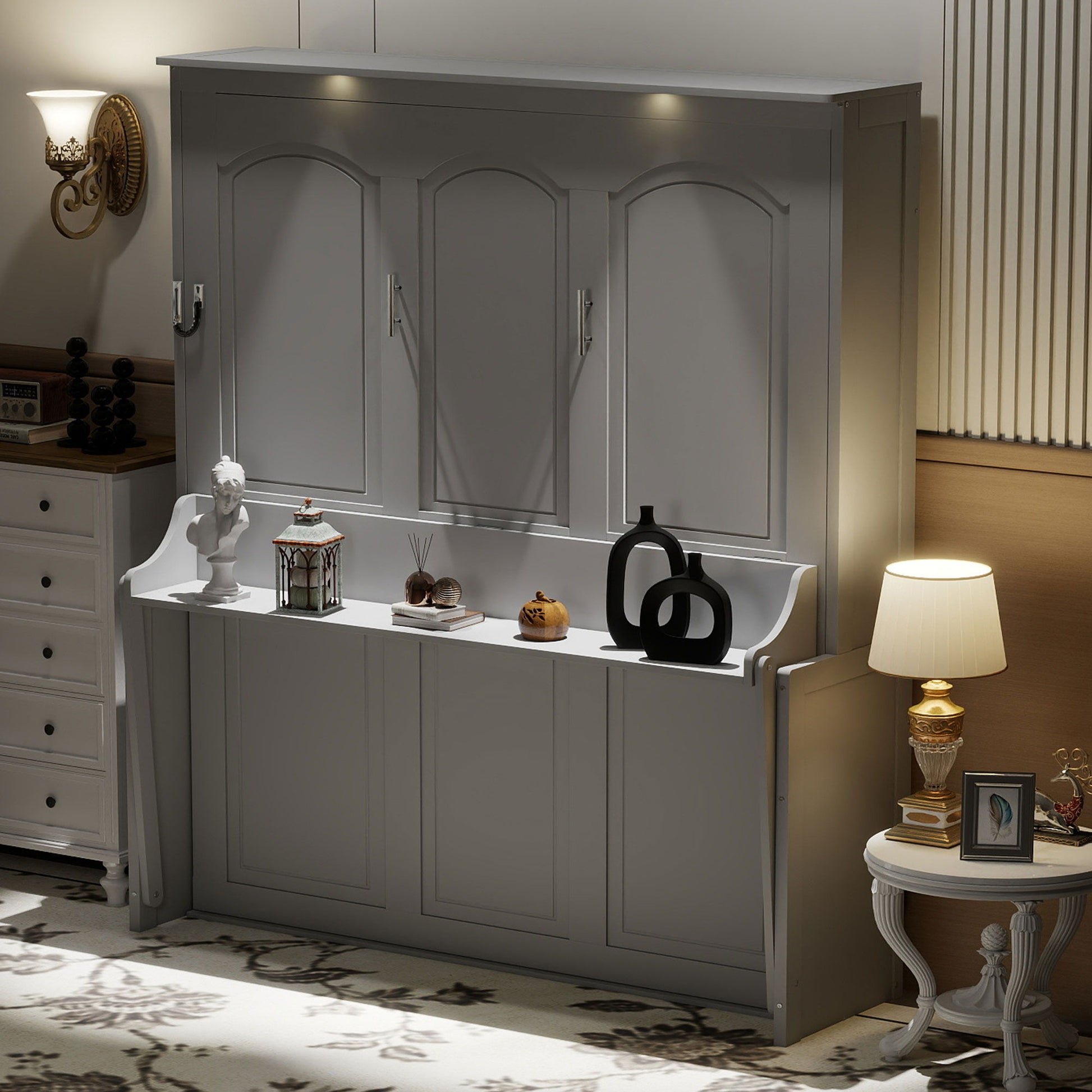 Murphy Bed With Desk, LED Lights & USB Charging Station - The Sleep Loft - Online Mattress Showroom NYC