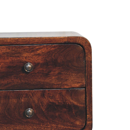 Mini Curved Nightstand - Walnut - The Sleep Loft - Online Mattress Showroom NYC