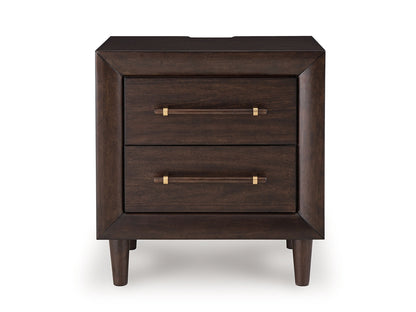Dantenton - Two Drawer Night Stand - Merlot - The Sleep Loft - Online Mattress Showroom NYC