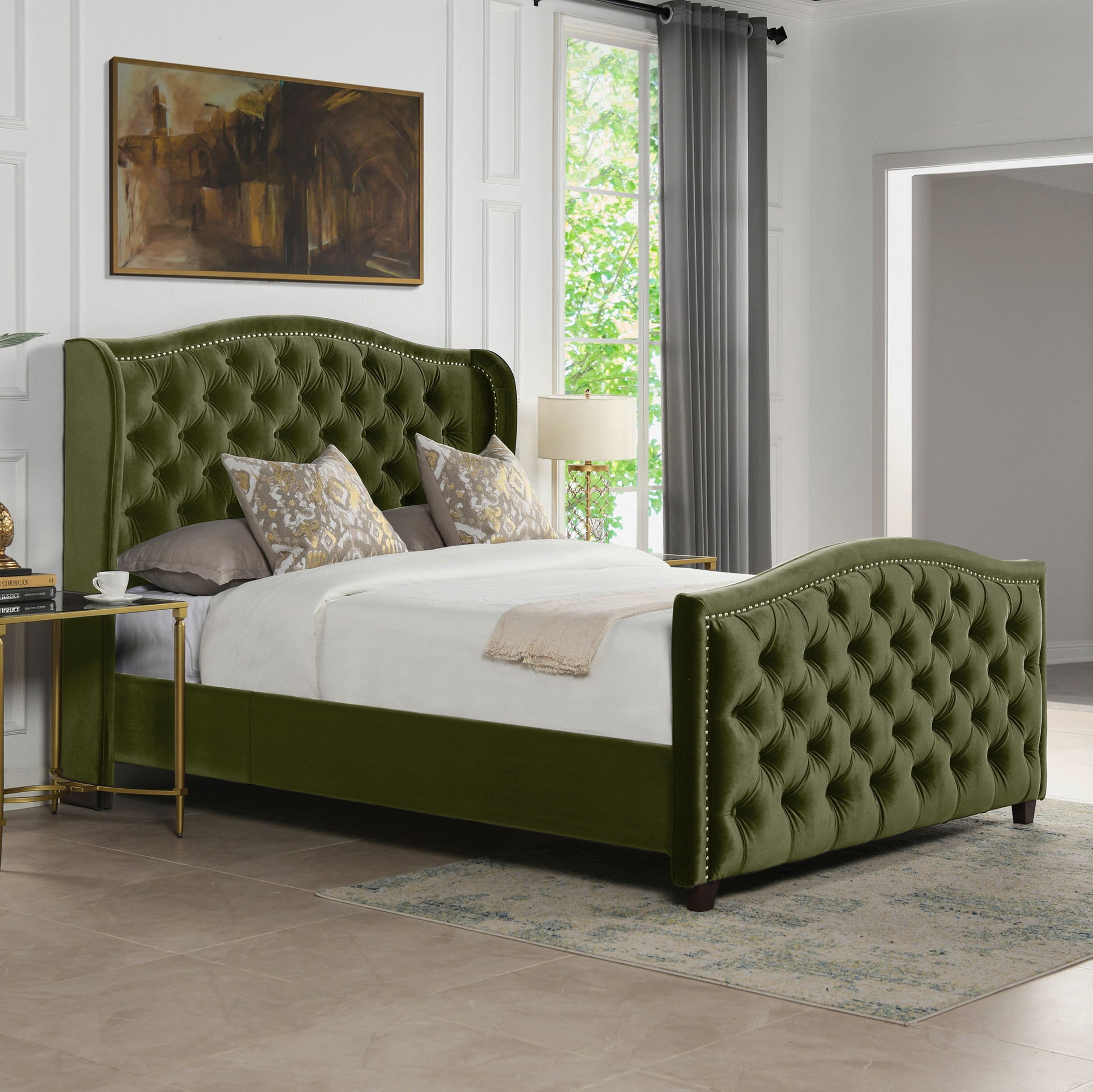 Marcella - Upholstered Shelter Headboard Bed Set - The Sleep Loft - Online Mattress Showroom NYC