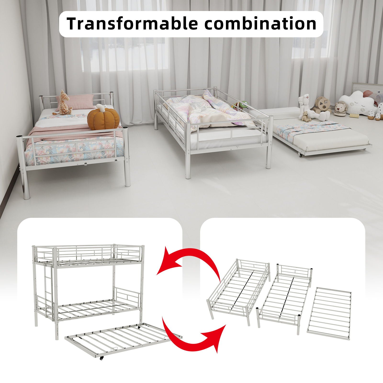 Bunk Bed For Kids, Convertible Frame With Ladders & Guardrail - The Sleep Loft - Online Mattress Showroom NYC