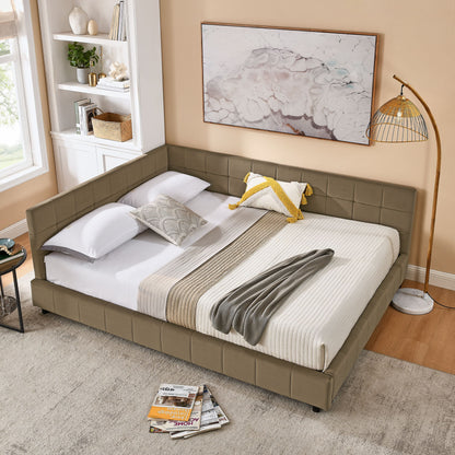 Mid-Century Storage Upholstered Tufted Bed Frame With Backrest And Armrests - The Sleep Loft - Online Mattress Showroom NYC