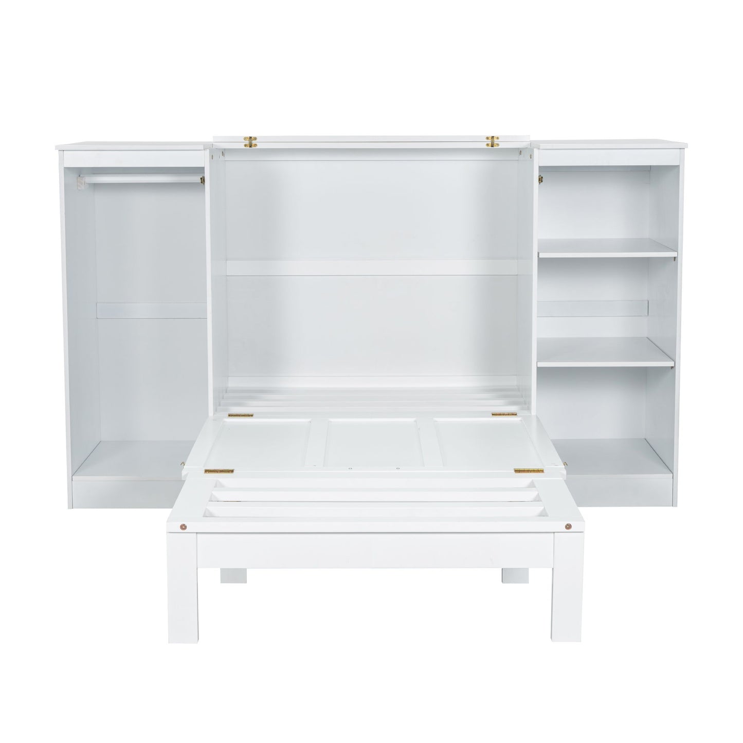 Twin Size Murphy Bed With Bedside Shelves And Wardrobe - White - The Sleep Loft - Online Mattress Showroom NYC