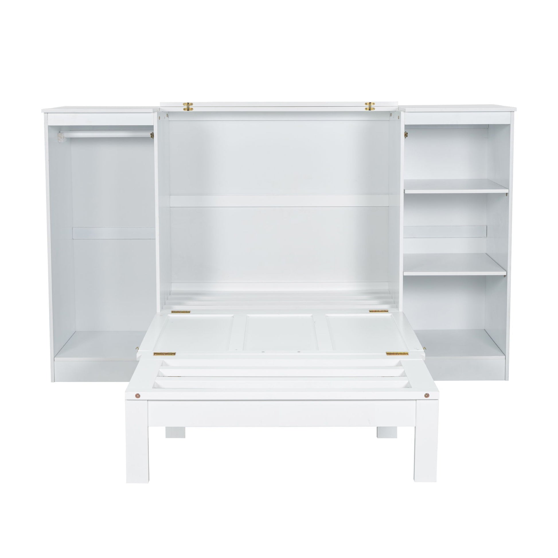 Twin Size Murphy Bed With Bedside Shelves And Wardrobe - White - The Sleep Loft - Online Mattress Showroom NYC