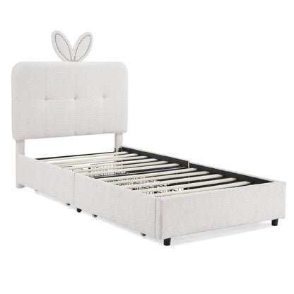 Upholstered Bed With Oversized Rabbit Ear Headboard, LED Lights & 4 Storage Drawers - The Sleep Loft - Online Mattress Showroom NYC