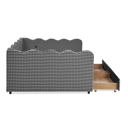 Gingham Daybed With USB Charging Port, Wave-Shaped Design - The Sleep Loft - Online Mattress Showroom NYC