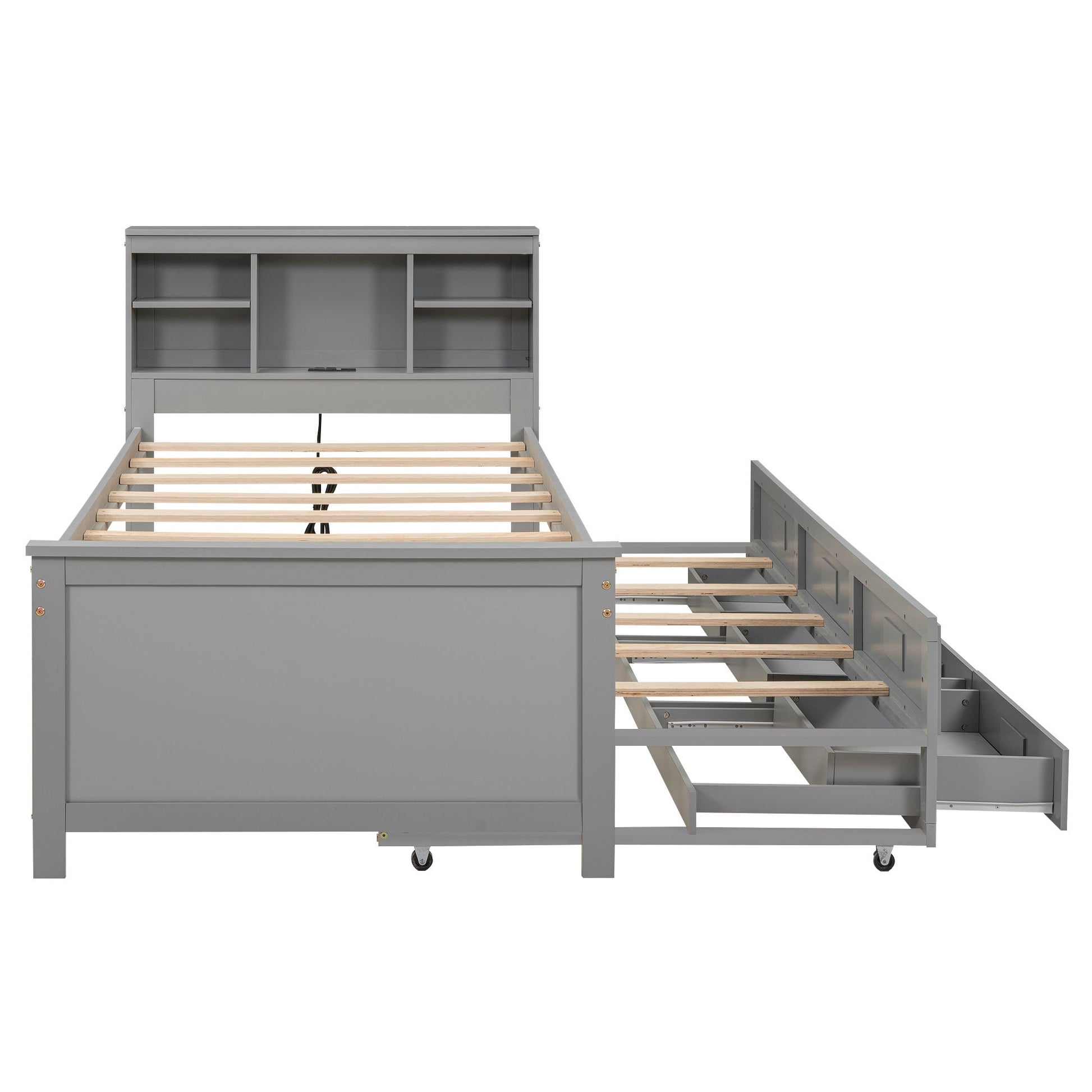 Platform Bed With Storage Headboard, USB, Trundle And 3 Drawers - The Sleep Loft - Online Mattress Showroom NYC
