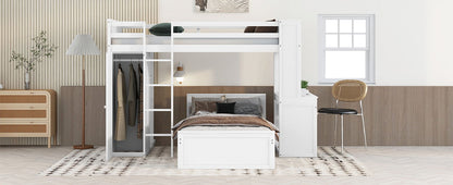 Loft Bed With A Stand Alone Bed, Shelves, Desk, And Wardrobe - The Sleep Loft - Online Mattress Showroom NYC