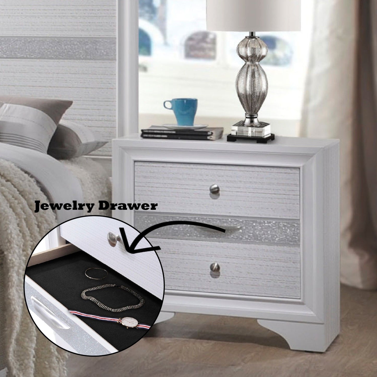 Naima - Chic Design Nightstand - The Sleep Loft - Online Mattress Showroom NYC