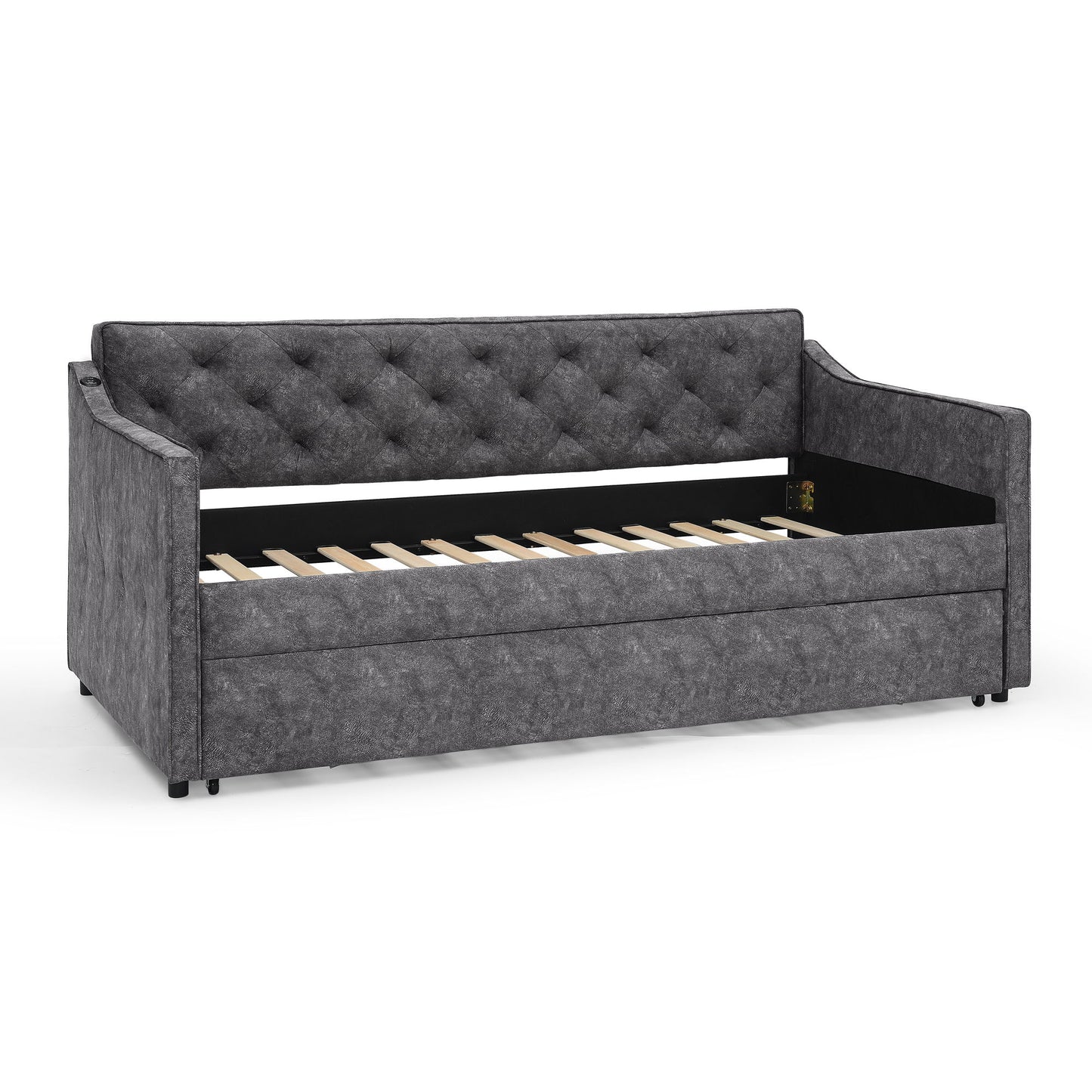Daybed With Pop Up Trundle And USB Charging Armrest - The Sleep Loft - Online Mattress Showroom NYC