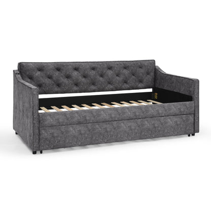 Daybed With Pop Up Trundle And USB Charging Armrest - The Sleep Loft - Online Mattress Showroom NYC