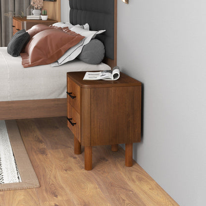 Logan - Nightsd Bed Side Tables With 2 Drawers - Brown - The Sleep Loft - Online Mattress Showroom NYC