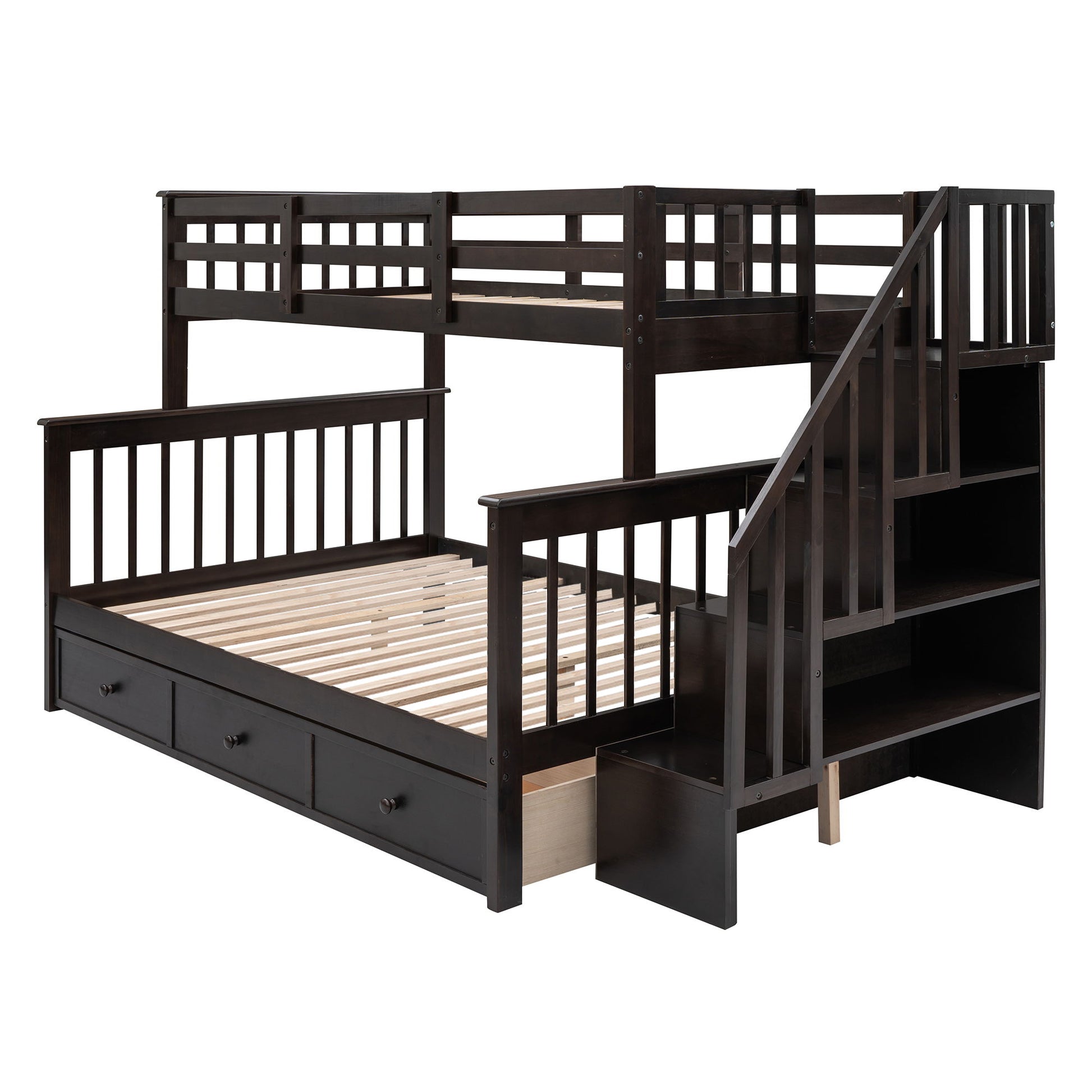 Stairway Bunk Bed With Storage And Guard Rail For Bedroom - The Sleep Loft - Online Mattress Showroom NYC