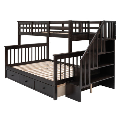 Stairway Bunk Bed With Storage And Guard Rail For Bedroom - The Sleep Loft - Online Mattress Showroom NYC