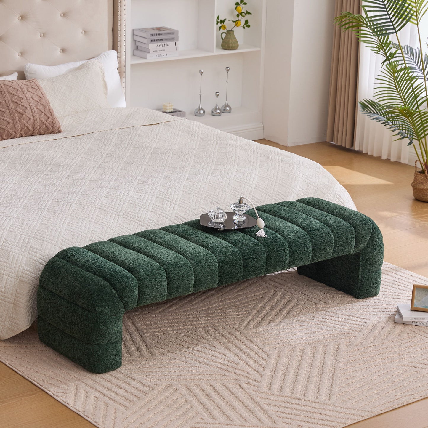 Modern Upholstered Armless Bed Bench With Channel Tufted Design - The Sleep Loft - Online Mattress Showroom NYC