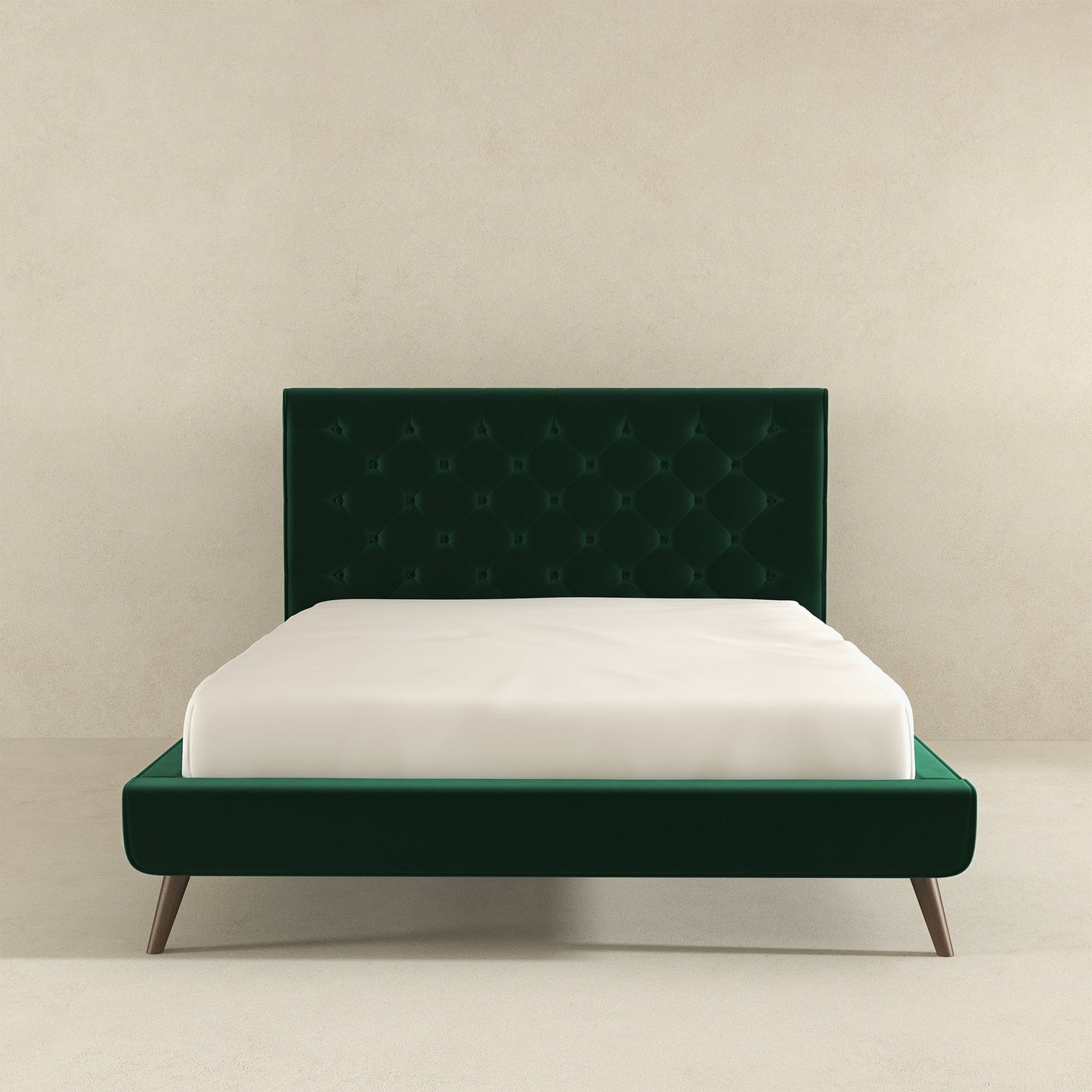 Dillon - Mid-Century Modern Velvet Platform Bed - The Sleep Loft - Online Mattress Showroom NYC