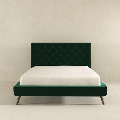 Dillon - Mid-Century Modern Velvet Platform Bed - The Sleep Loft - Online Mattress Showroom NYC
