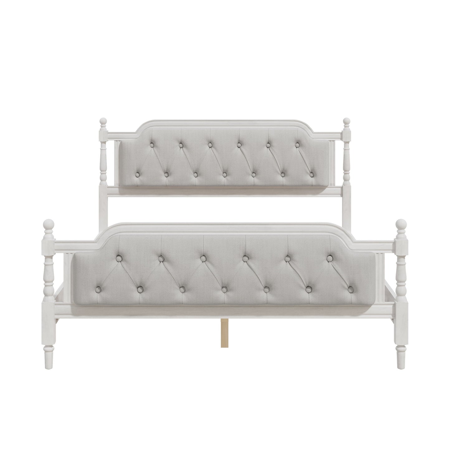 Traditional Style Solid Bed Frame With Upholstered Tufted Headboard, No Box Spring Needed - The Sleep Loft - Online Mattress Showroom NYC