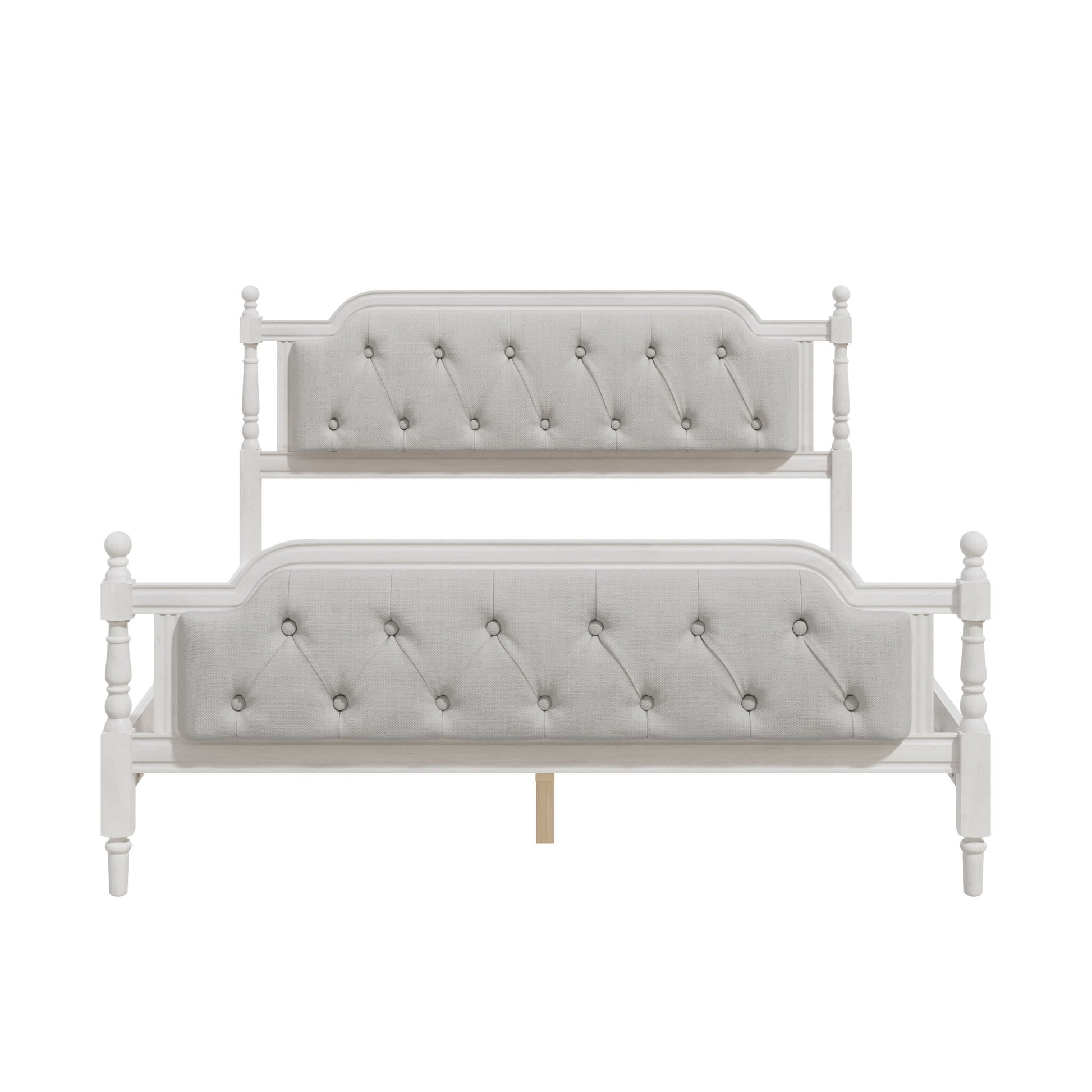 Traditional Style Solid Bed Frame With Upholstered Tufted Headboard, No Box Spring Needed - The Sleep Loft - Online Mattress Showroom NYC