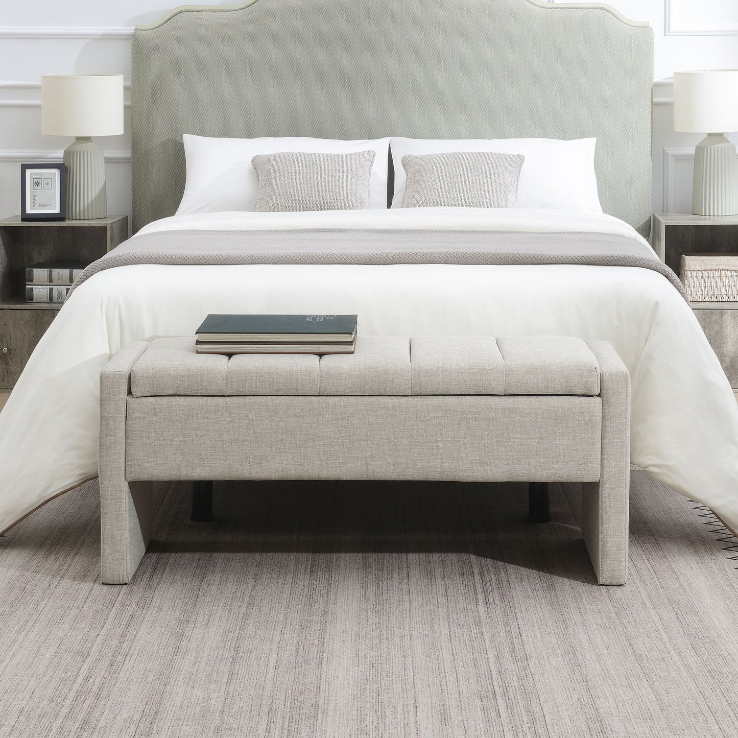 Modern Upholstered Large Bed End Bench With Storage - The Sleep Loft - Online Mattress Showroom NYC