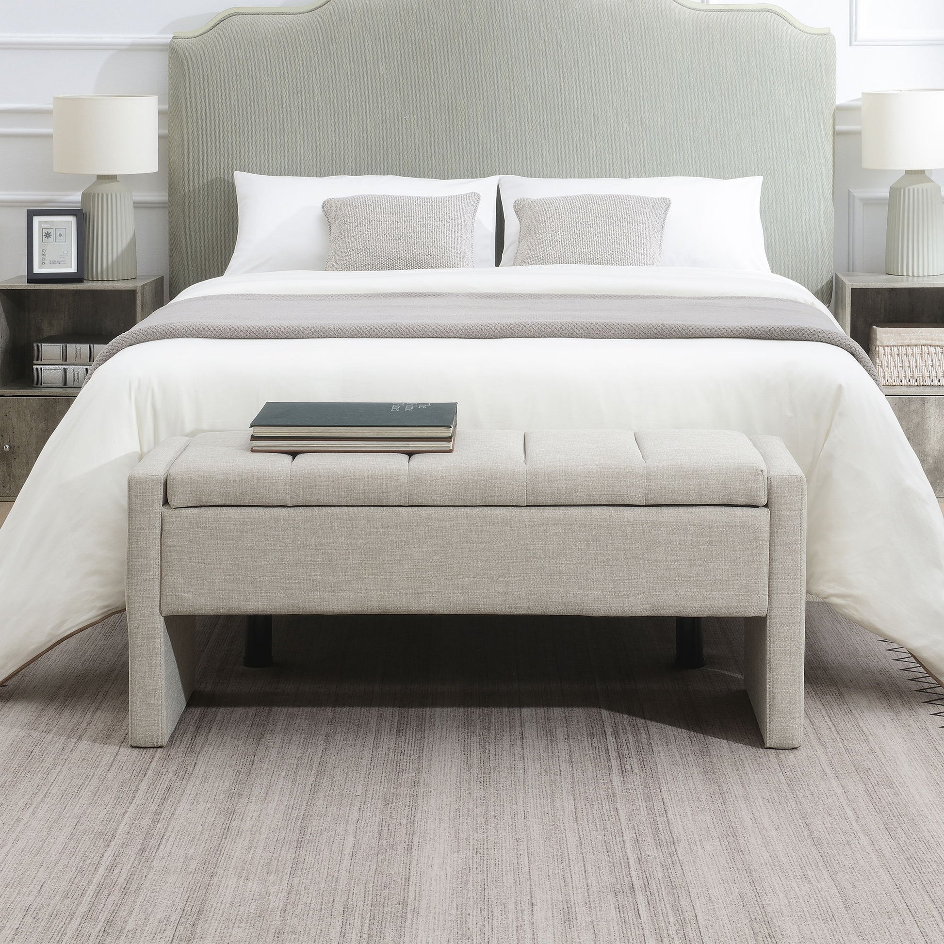 Modern Upholstered Large Bed End Bench With Storage - The Sleep Loft - Online Mattress Showroom NYC