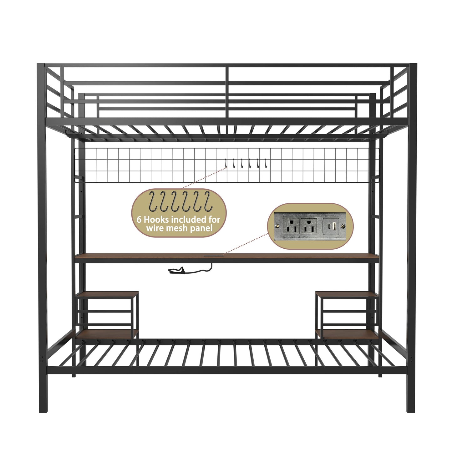 Ethan - Bunk Bed With Desk, Charging Station, Storage Shelves - The Sleep Loft - Online Mattress Showroom NYC