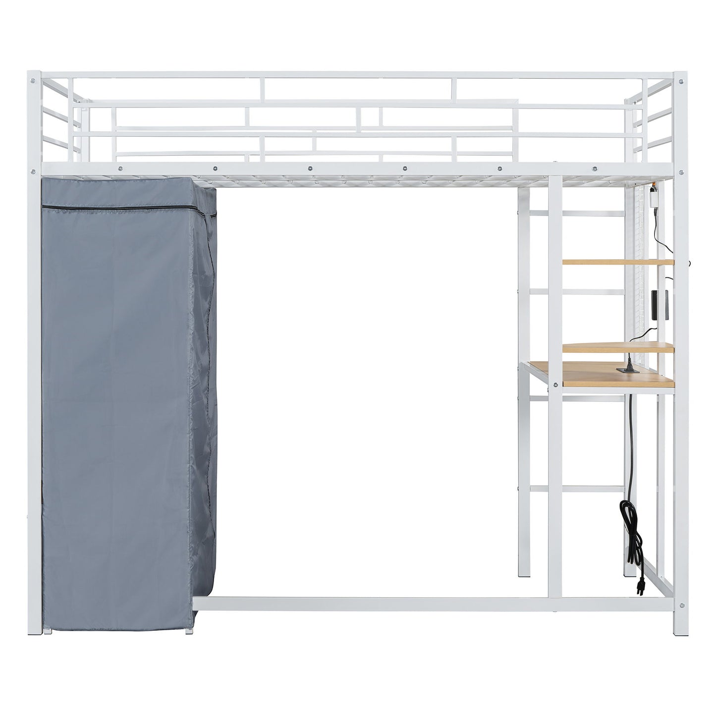 Loft Bed With Desk, Shelves, Power Outlet, LED Light And Wardrobe - The Sleep Loft - Online Mattress Showroom NYC