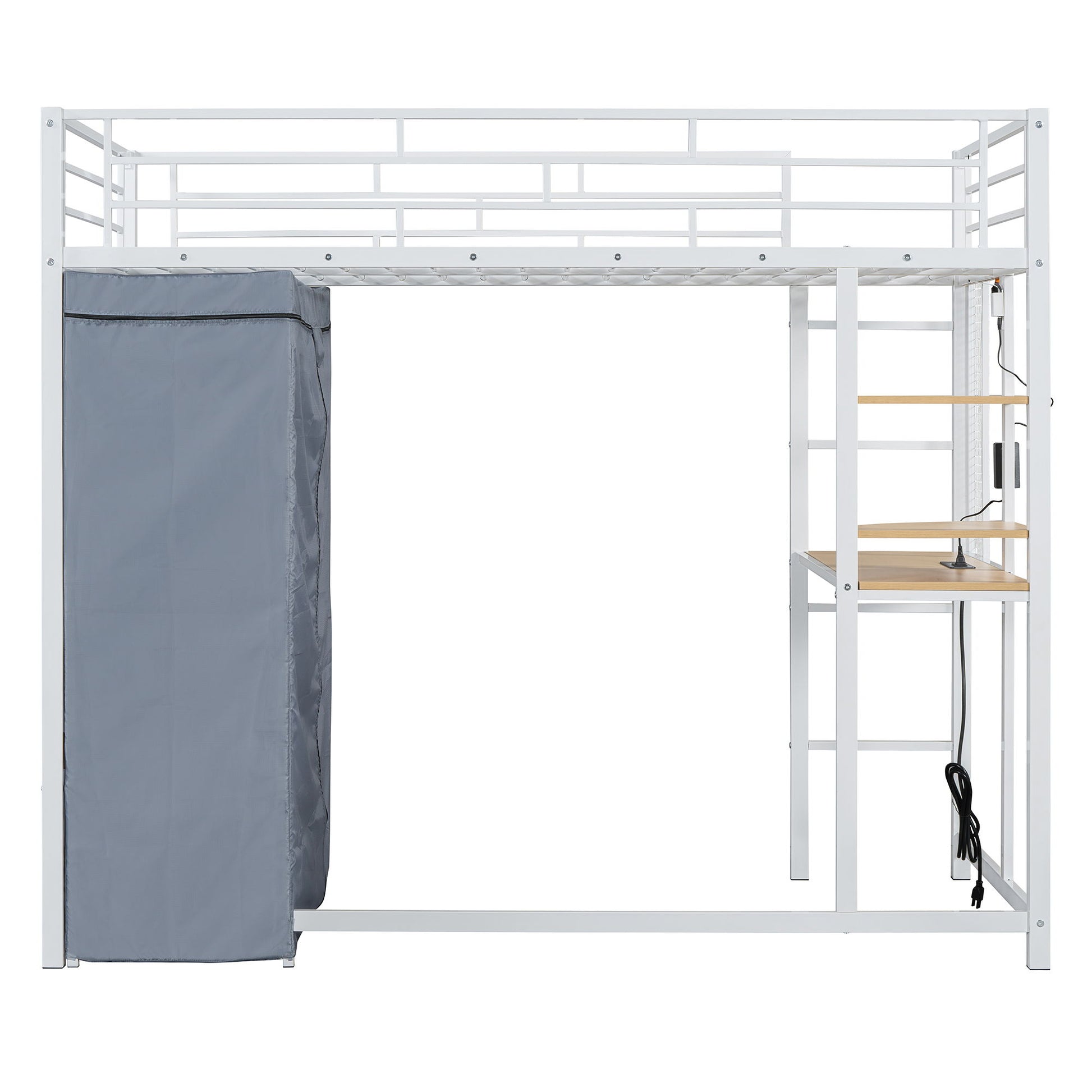 Loft Bed With Desk, Shelves, Power Outlet, LED Light And Wardrobe - The Sleep Loft - Online Mattress Showroom NYC