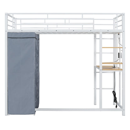 Loft Bed With Desk, Shelves, Power Outlet, LED Light And Wardrobe - The Sleep Loft - Online Mattress Showroom NYC