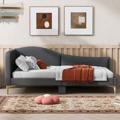 Upholstered Daybed With Headboard And Armrest, Support Legs - The Sleep Loft - Online Mattress Showroom NYC