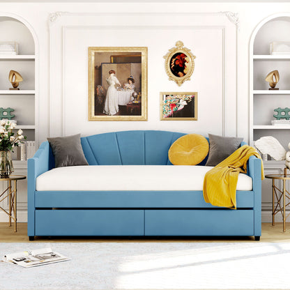 Upholstered Daybed With Two Drawers And Wood Slat - The Sleep Loft - Online Mattress Showroom NYC