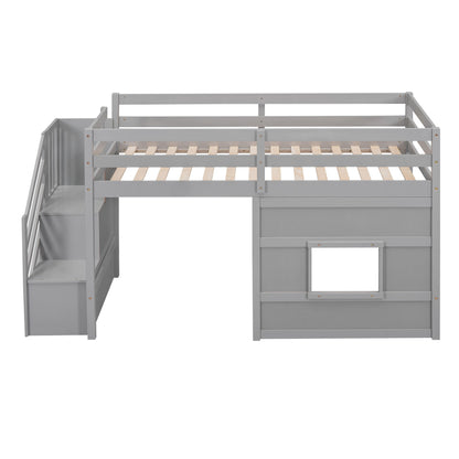 Loft Bed With Storage Staircase, Window & LED Light - The Sleep Loft - Online Mattress Showroom NYC