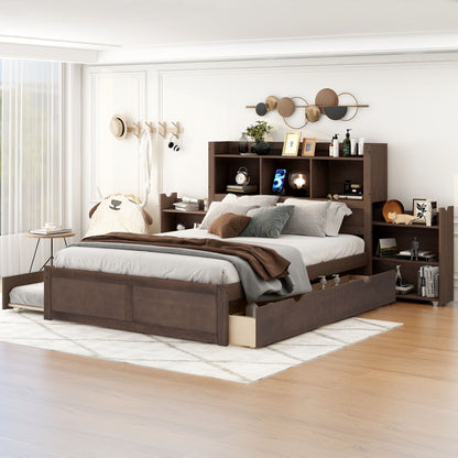 Storage Platform Bed With Pull Out Shelves, Trundle, And 2 Drawers - The Sleep Loft - Online Mattress Showroom NYC