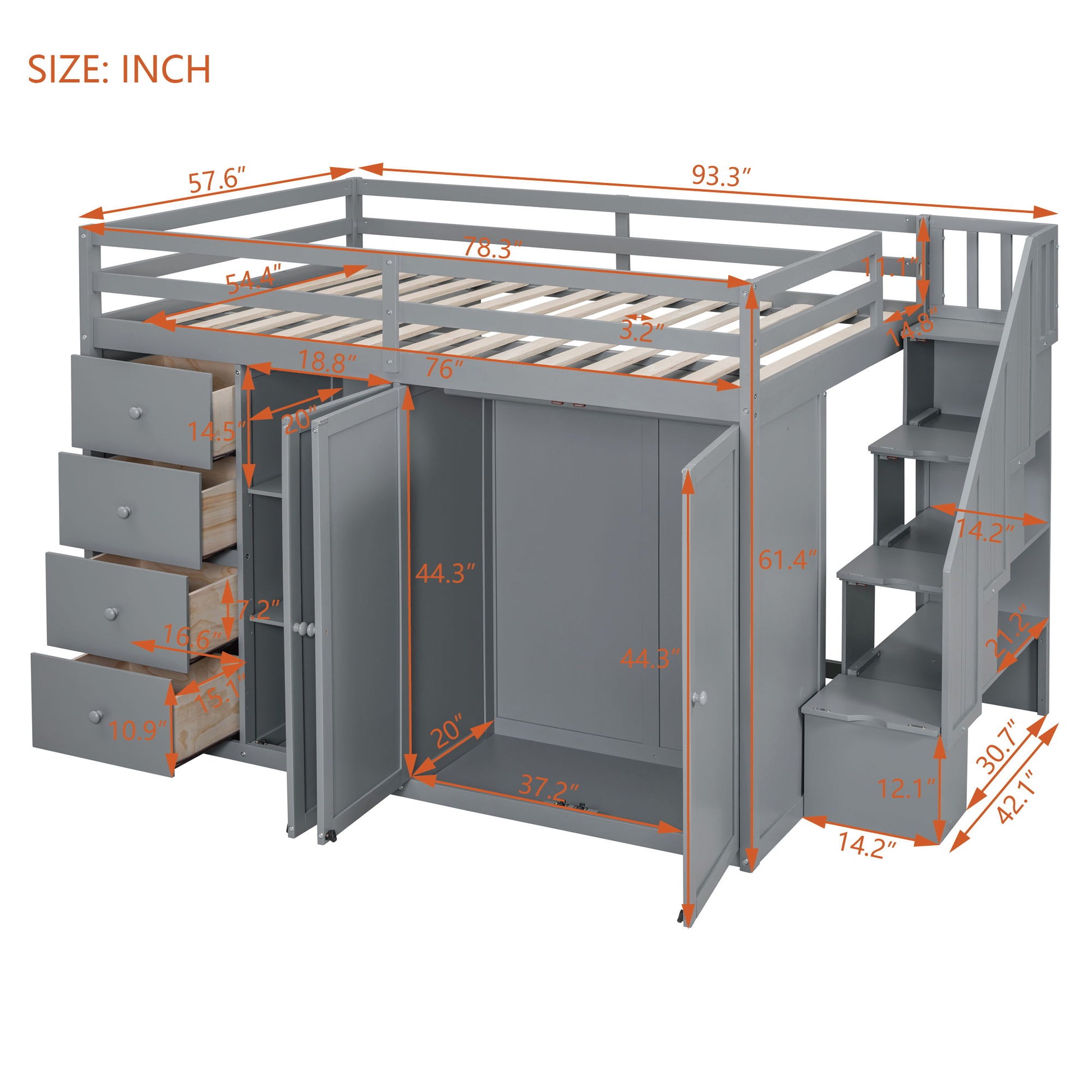 Loft Bed With Built In Wardrobes, Cabinets And Drawers - The Sleep Loft - Online Mattress Showroom NYC