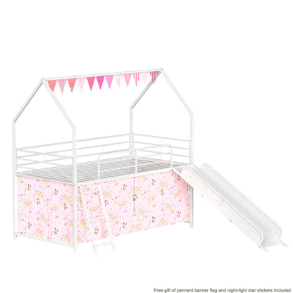 Jack - House Loft Bed With Slide And Curtain Set - The Sleep Loft - Online Mattress Showroom NYC