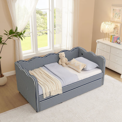 Gingham Daybed With USB Charging Port, Wave-Shaped Design - The Sleep Loft - Online Mattress Showroom NYC