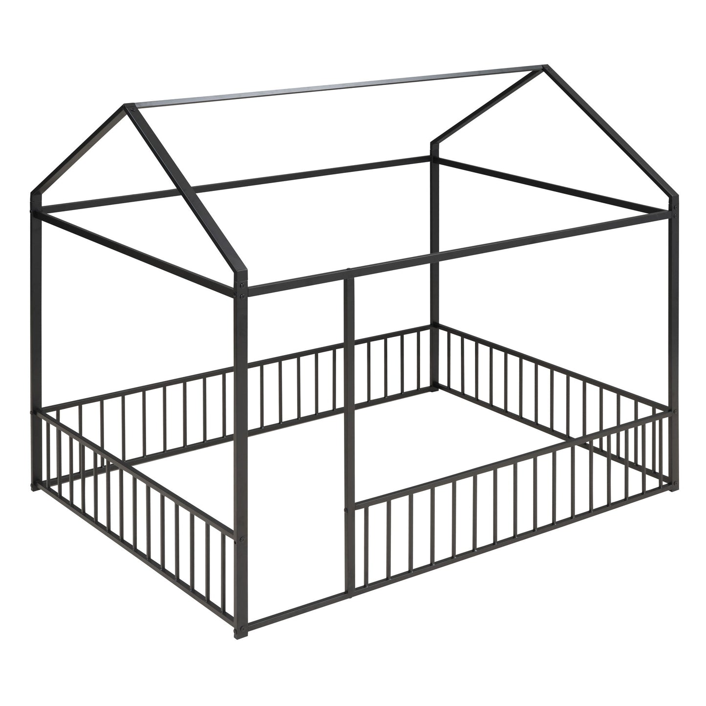 Metal Bed House Bed Frame With Fence - The Sleep Loft - Online Mattress Showroom NYC