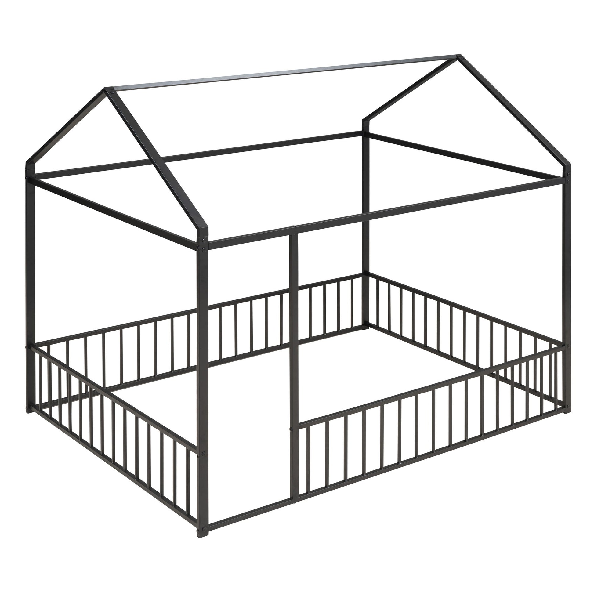 Metal Bed House Bed Frame With Fence - The Sleep Loft - Online Mattress Showroom NYC