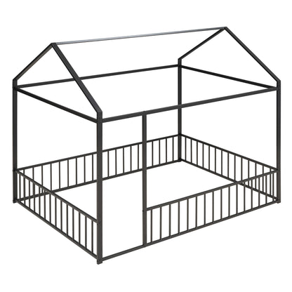 Metal Bed House Bed Frame With Fence - The Sleep Loft - Online Mattress Showroom NYC