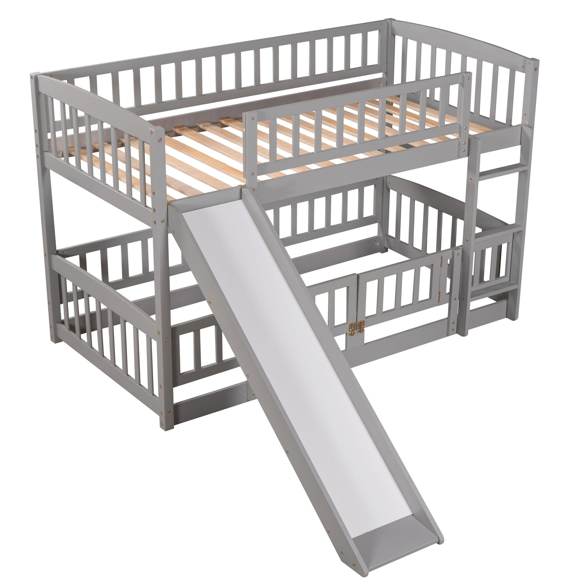 Low Bunk Bed With Slide, Fence And Ladder - The Sleep Loft - Online Mattress Showroom NYC